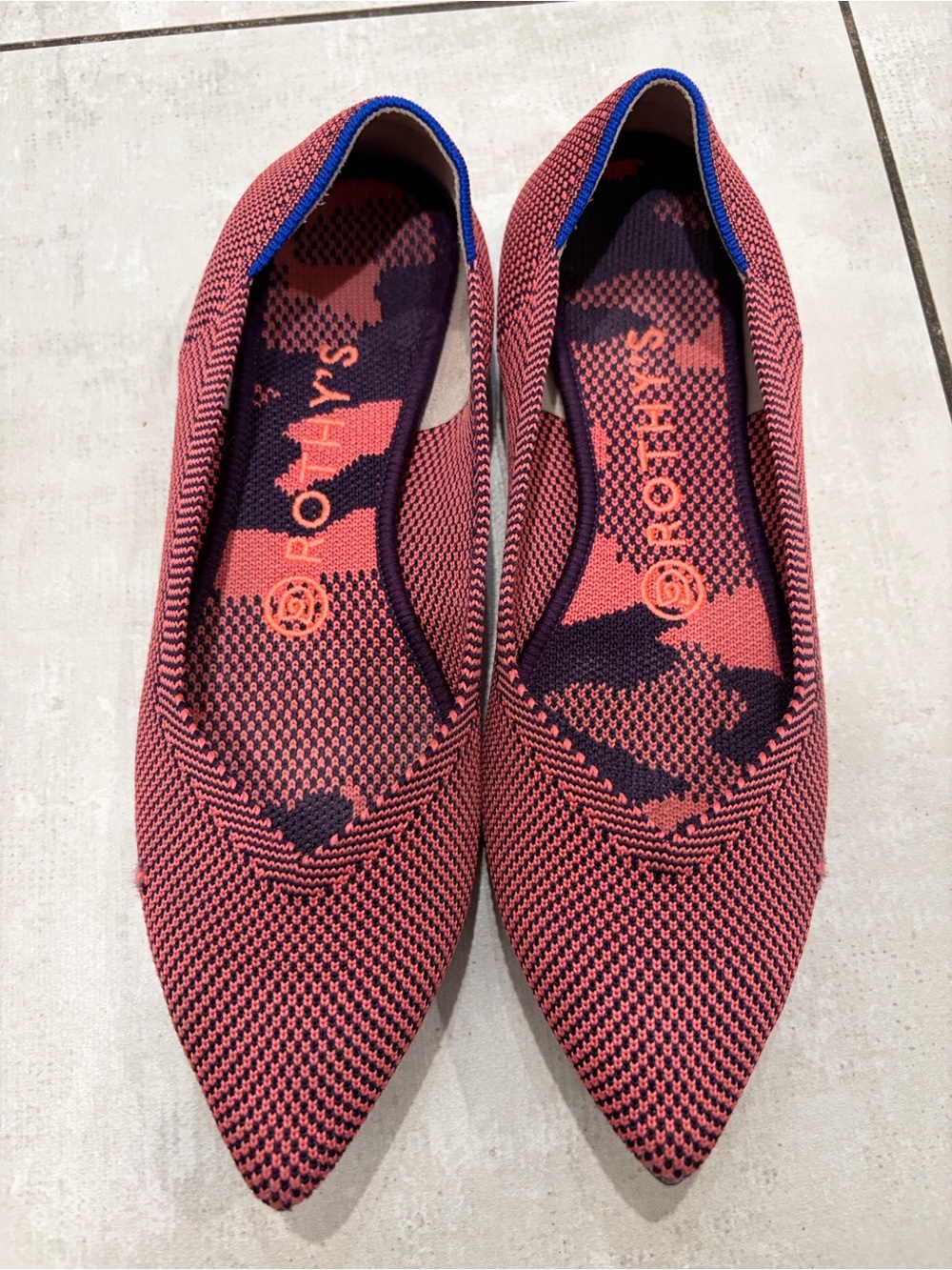 Rothy’s The Point flat rose double stitch shoes W7 7